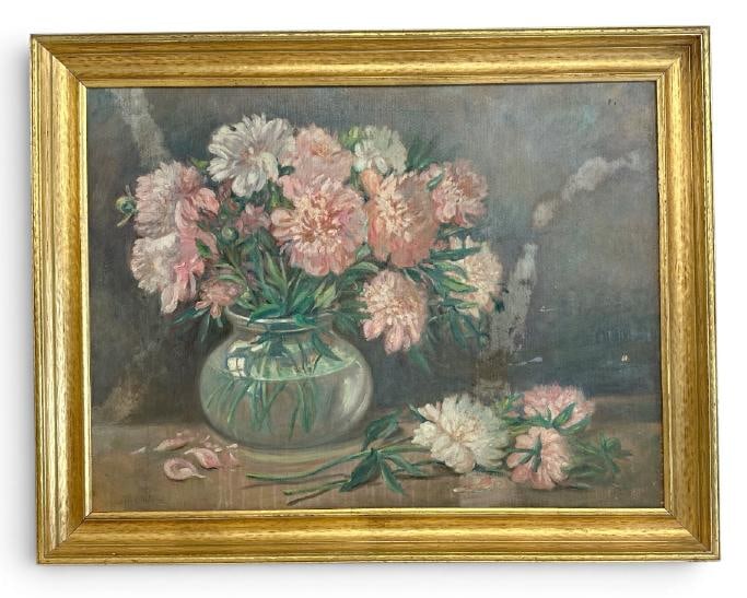 Louise Mary Wahl Kamp (1867-1959 ) large o/b floral still life, signed lower left corner. From fine (1 of 3)