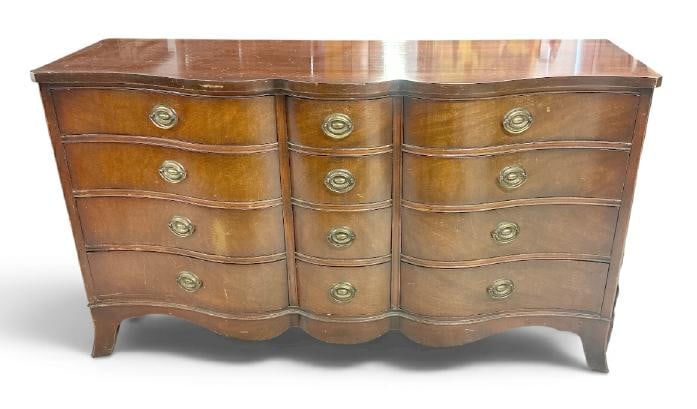 Circa 1940's mahogany curved front sideboard, from NYC apartment, structurally sound, some surface (1 of 1)