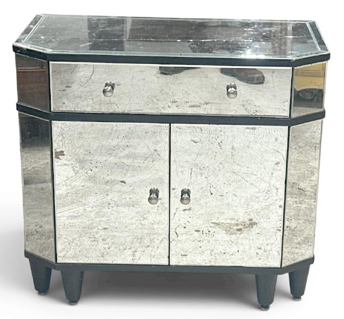 Mitchell Gold & Bob Williams mirrored side cabinet ( cracked glass on top ), from fine NYC (1 of 1)