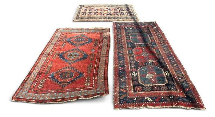 (3) older as is handmade wool oriental rugs from estate in Hudson Valley, one with a few holes, 2 (1 of 4)