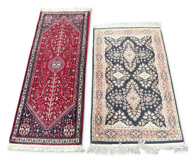 (2) handmade wool oriental scatter rugs, from nice local estate, overall nice condition, to show (1 of 1)