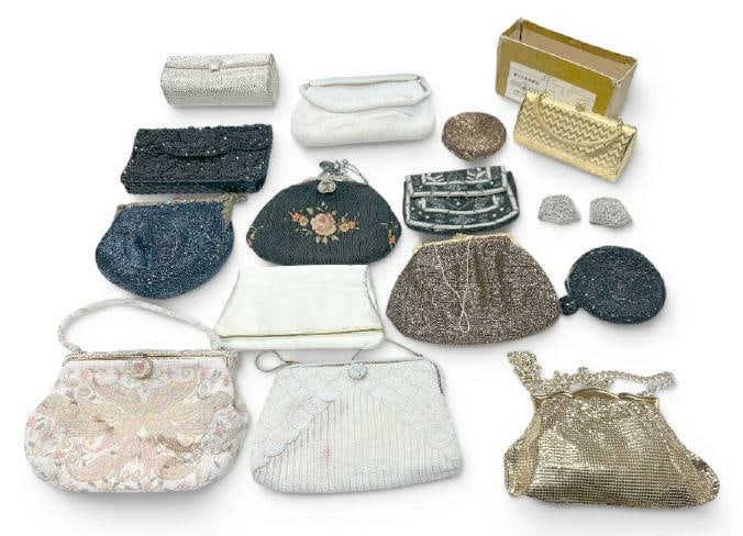 Estate lot vintage purses including beaded and perfume bottles, old lighters and accessories, good (1 of 11)