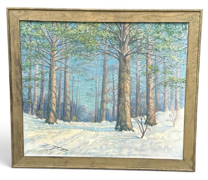 Fabulous Louise Mary Wahl Kamp ( 1867-1959 ) large Winter o/c landscape, from wonderful Hudson (1 of 1)
