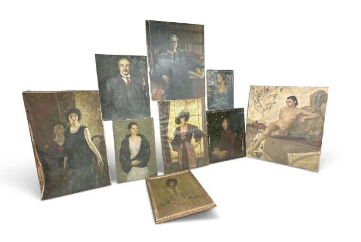 (9) Franklin Zell Heuston ( 1880-1966 ) large o/c portraits in as is condition, some in better (1 of 1)