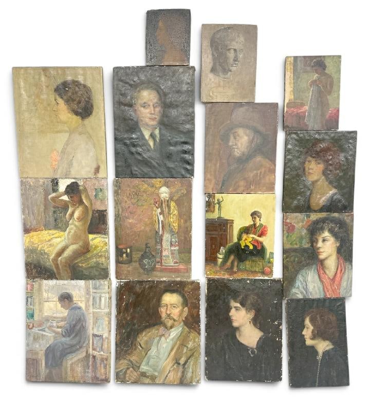 Franklin Zell Heuston ( 1880-1966 ) lot of (15) o/c portraits directly from the Artist's estate, (1 of 6)