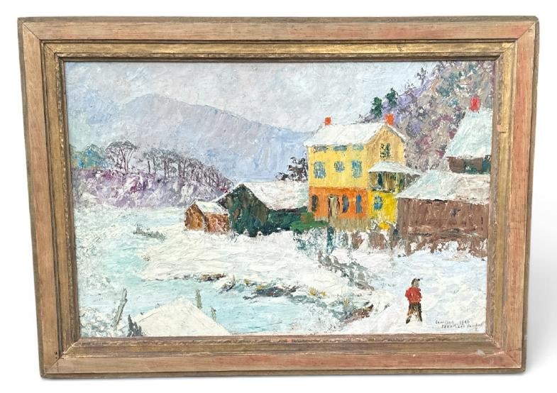 Franklin Zell Heuston ( 1880-1966 ) impressionist o/b landscape , dated 1946, ( GARRISONS LANDING ) (1 of 5)