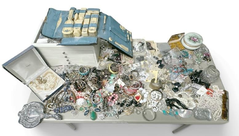 Big lot vintage costume jewelry from local home in the Hudson Valley. Also with celluloid traveling (1 of 9)