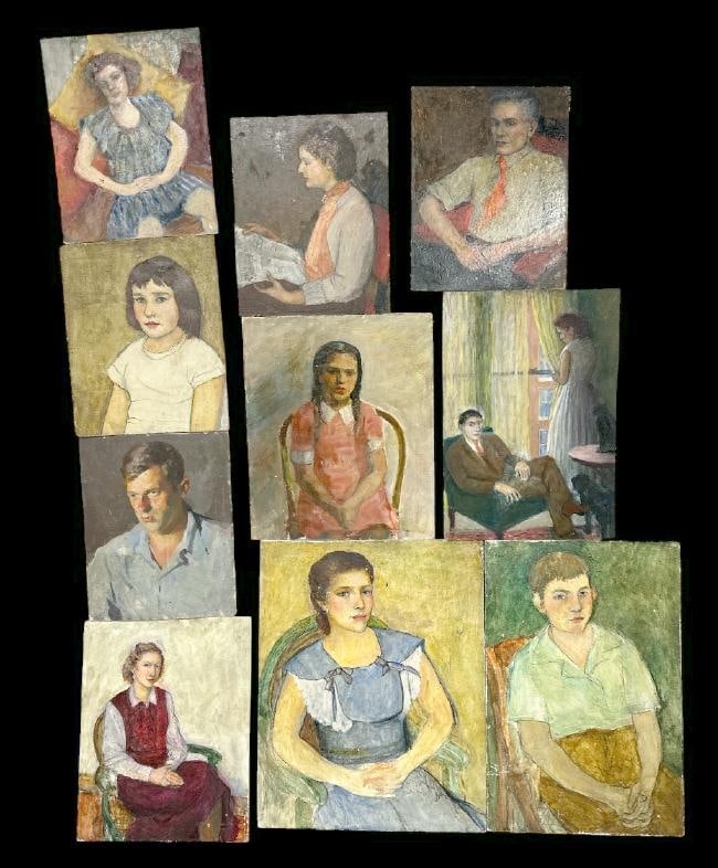 Franklin Zell Heuston ( 1880-1966 ) (10 ) o/b portraits of people, mostly circa 1930's to early: Franklin Zell Heuston ( 1880-1966 ) (10 ) o/b portraits of people, mostly circa 1930's to early 1950's, directly from the Artist's estate archive of paintings in Newburgh, N.Y. We are selling for his 