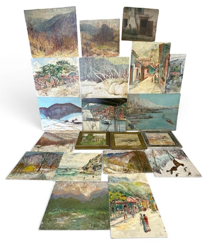 (20 ) Franklin Zell Heuston & George F. Heuston o/b landscapes, mostly 1930's to 50's. Directly from: (20 ) Franklin Zell Heuston & George F. Heuston o/b landscapes, mostly 1930's to 50's. Directly from the Artist's estate archive, which has been in storage for many years. Overall nice condition, some