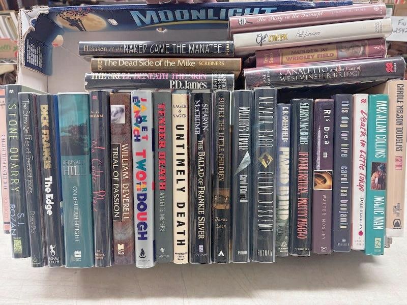 28 Signed hardcover mysteries, Carl Hiaasen Elmore Leonard more. This lot is made up of all: 28 Signed hardcover mysteries, Carl Hiaasen Elmore Leonard more. This lot is made up of all hardcover books, all of which are signed. Most have clear protective book covers. Some are inscribed to spec