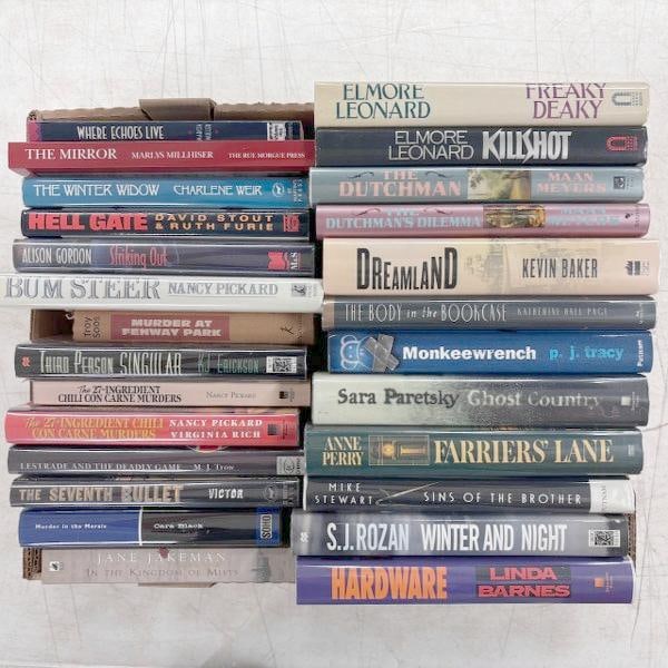 26 Signed books mystery Elmore Leonard. Books include Freaky Deaky and Kill Shot, both by Elmore: 26 Signed books mystery Elmore Leonard. Books include Freaky Deaky and Kill Shot, both by Elmore Leonard; The Dutchman and The Dutchman?s Dilemma both by Maan Meyers; Farrier?s Lane by Anne Perry; The