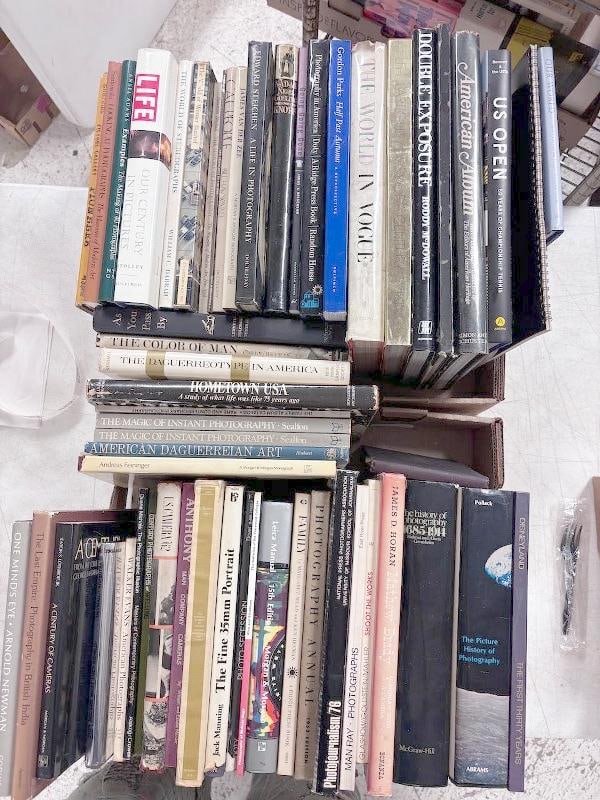 58 Photography books. Mostly oversized books, though some are small (such as the antiquarian A Trip (1 of 7)
