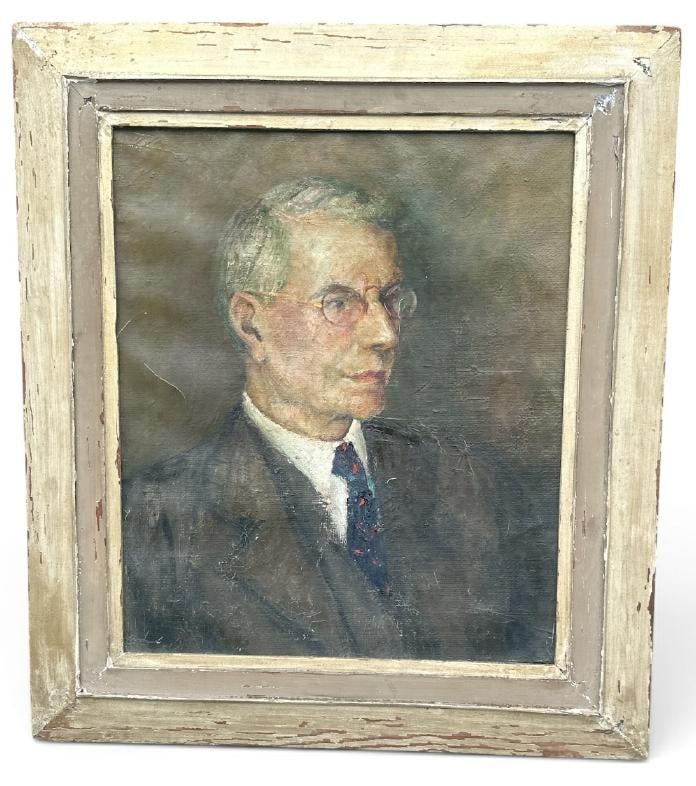 Franklin Zell Heuston ( 1880-1966 ) self portrait, circa 1930's or so?..directly from the Artist's: Franklin Zell Heuston ( 1880-1966 ) self portrait, circa 1930's or so?..directly from the Artist's estate archive of works, in frame of the period, nice overall condition, painting measures 22" x 19",