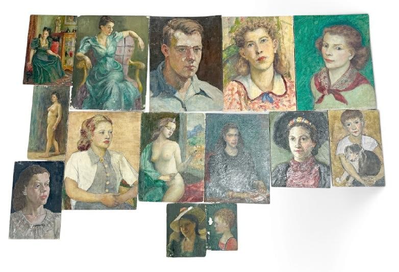 Franklin Zell Heuston ( 1880-1966 ) (14) o/b portraits of Men & Women, circa 1930's and (1 of 5)