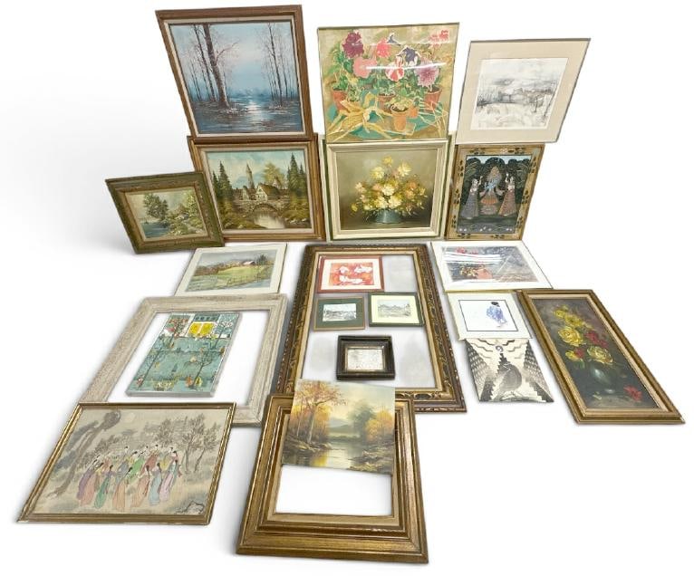(19) pcs. of arwork to include contemporary paintings, some prints, a few frames, etc. Just how we (1 of 1)
