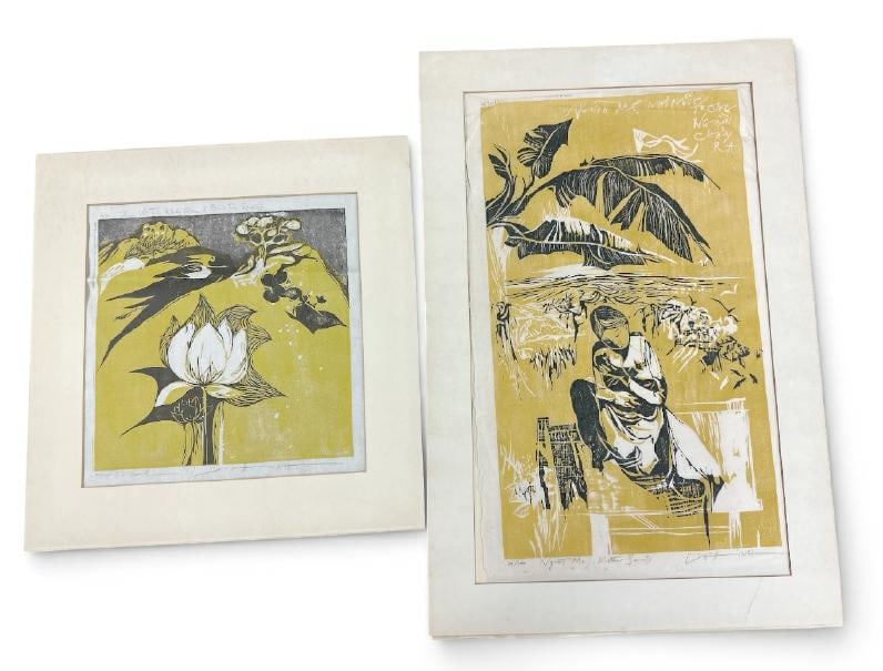 (2) signed prints by Vietnamese American Artist Vo Dinh ( 1933-2009 ), in overall nice condition, (1 of 1)