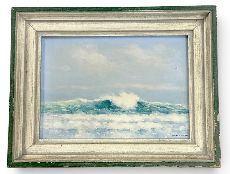 FRANCIS STILLWELL DIXON ( 1879-1967 ) small o/b seascape with waves crashing, signed lower right, (1 of 3)