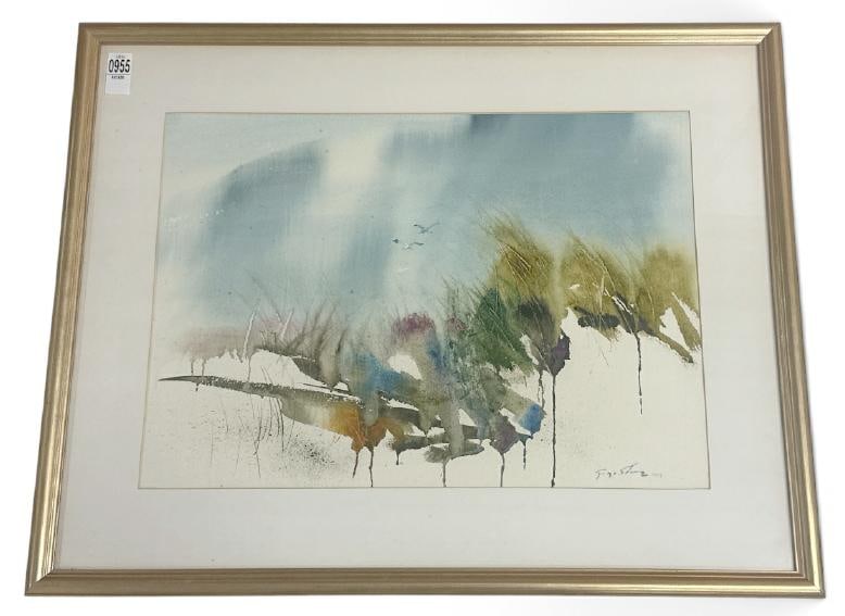 George Shane ( 1906-1969 ) impressionist landscape watercolor, signed lower right with ( AWS ) below (1 of 3)
