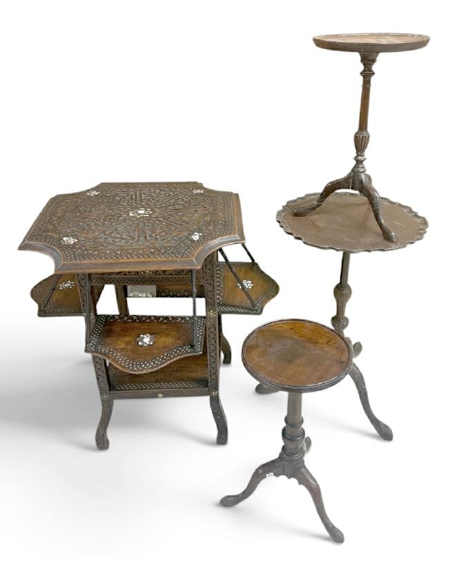 (4) pcs. of estate furniture, in as found condition, including (3) mahogany early stands & a heavily (1 of 5)