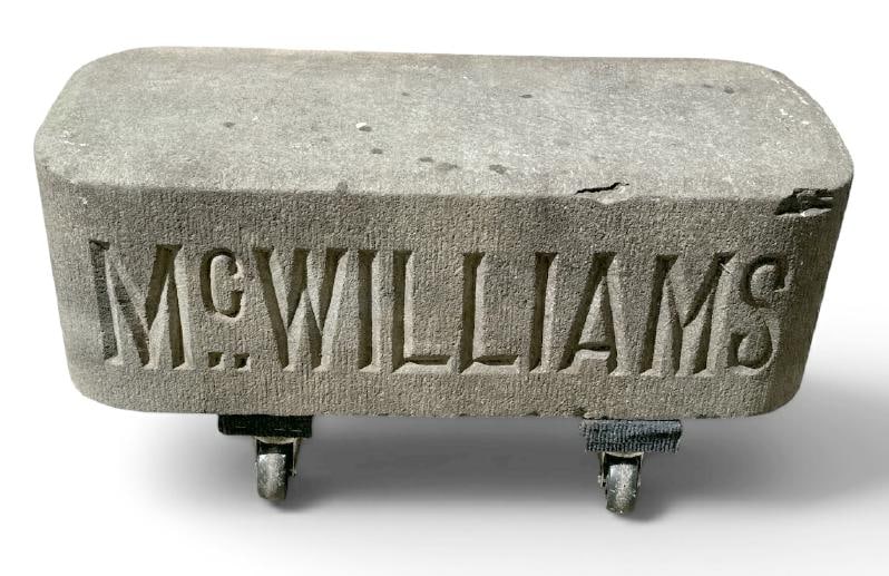 Wonderful 19th c bluestone carriage step from Hudson Valley estate ( name on front is McWilliams ). (1 of 4)