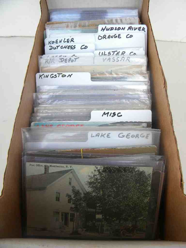 BOX HUDSON VALLEY POSTCARDS including Lake George, upst: BOX HUDSON VALLEY POSTCARDS including Lake George, upstate, Kingston, Greene, Ulster, Dutchess, Orange and misc Florida and other US cards, approx 200 cards, good condition