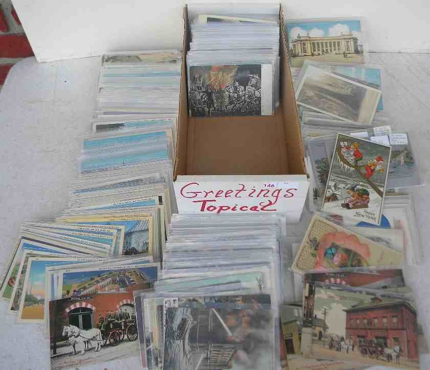 APPROX 400 MISC OLDER POSTCARDS including greeting, Wor: APPROX 400 MISC OLDER POSTCARDS including greeting, World's Fair, Expositions, fire departments, municipal buildings, women, real photo, Hollywood and related, all in sleeves, good condition