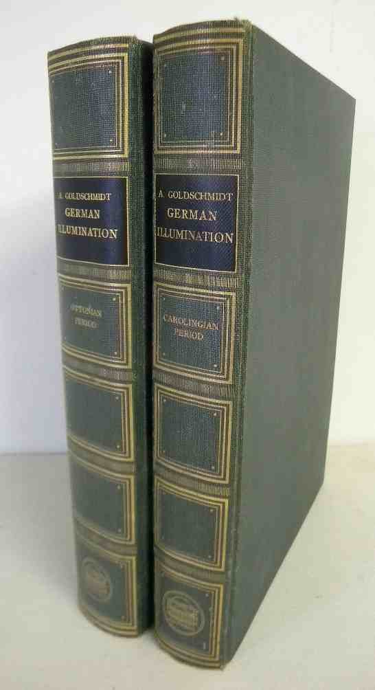 2 Vols German Illumination 1928 by Adolph Goldschmidt, : 2 Vols German Illumination 1928 by Adolph Goldschmidt, Professor in the University of Berlin, Vol I-Carolingian Period, Vol II-Ottonian Period, complete set, Pantheon Casa Editrice Firenze, Harcourt, 
