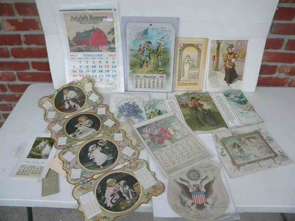 Lot of Late 1800's Early 1900's Calendars: Lot of late 1800's, early 1900's calendars including The youth's Companion Calendar for 1898, New York Life Insurance Co 1895, Standard Sewing Machine Co 1895, Revolutionary Calendar 1895, Citizen's M