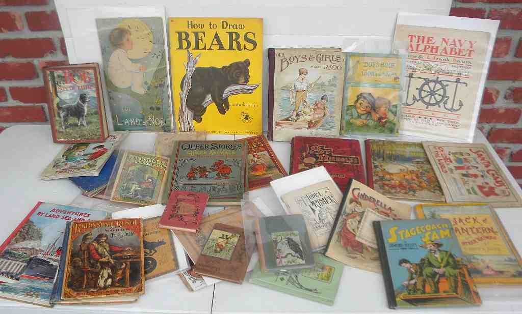 Boxlot Early Children's Books: Boxlot of Children's books including The Brownies Kind Deed, The Black Horse, Our Boys & Girls for 1890, St Nicholas, The Land of Nod and many others, some covers torn, bindings loose, pages torn, as 