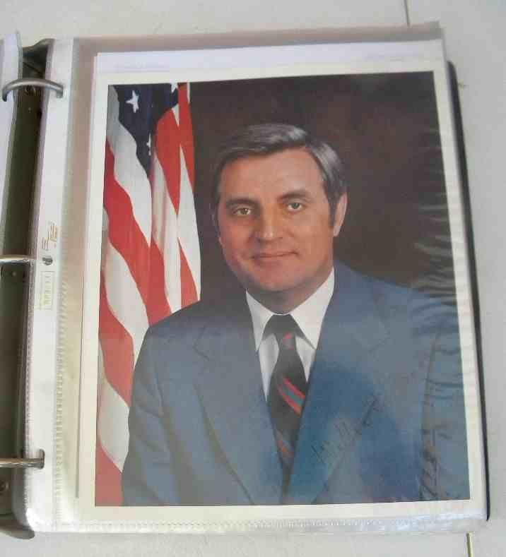 Album of Signed US Senator Photos & Correspondence: Album of approx 70 US Senators photos and correspondence, some signed, including Bob Dole, Carl Levin, Adlai Stevenson, Orrin Hatch, Ted Stevens, Roger Jepsen, John Culver, Milton Young, Wendell Ford,