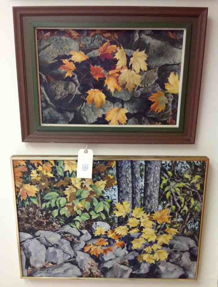 2 JOSEPH HOFFMAN FALL FOLIAGE PAINTINGS O/B, 1 DATED 19: 2 JOSEPH HOFFMAN FALL FOLIAGE PAINTINGS O/B, 1 DATED 1978, MEASURE 15" X 21" AND 19" X 28"