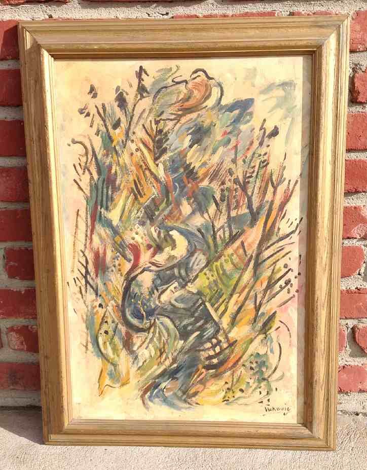 Marko VUKOVIC (1892-1973) Abstract Gouache o/b 1961: Marko VUKOVIC (1892-1973) Abstract Gouache o/b 1961, wood panel measures 25" x 16". From a Woodstock, New York collection.