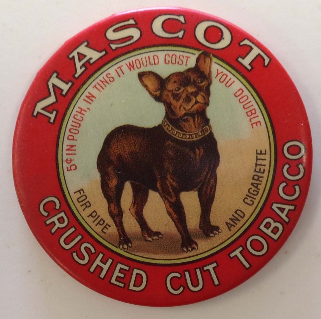 Mascot Crushed cut Tobacco pocket mirror 2 1/8": Mascot Crushed cut Tobacco pocket mirror 2 1/8"