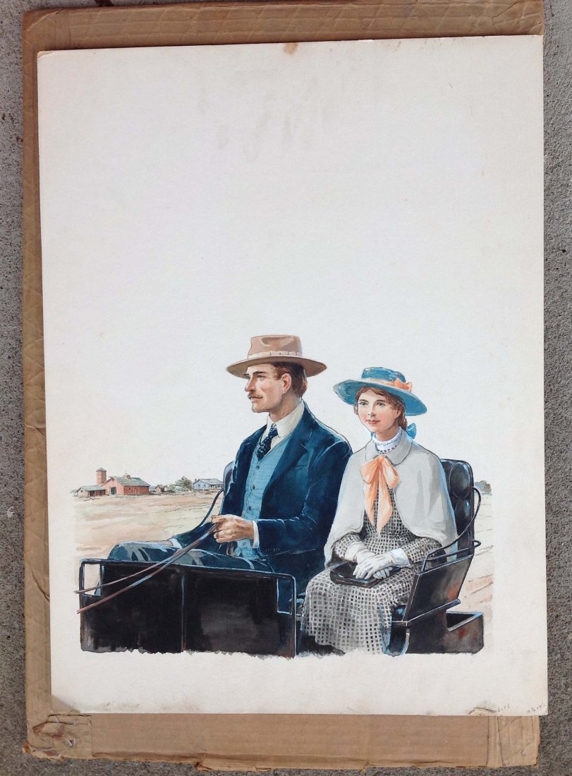 L.F. Bjorklund illustration on board: L.F. Bjorklund illustration on board for the dust jacket of "The Growing up of Mary Elizabeth" board measures 20 x 15, with original cardboard mailer from Dodd, Mead and Company NY adressed to Miss Ma