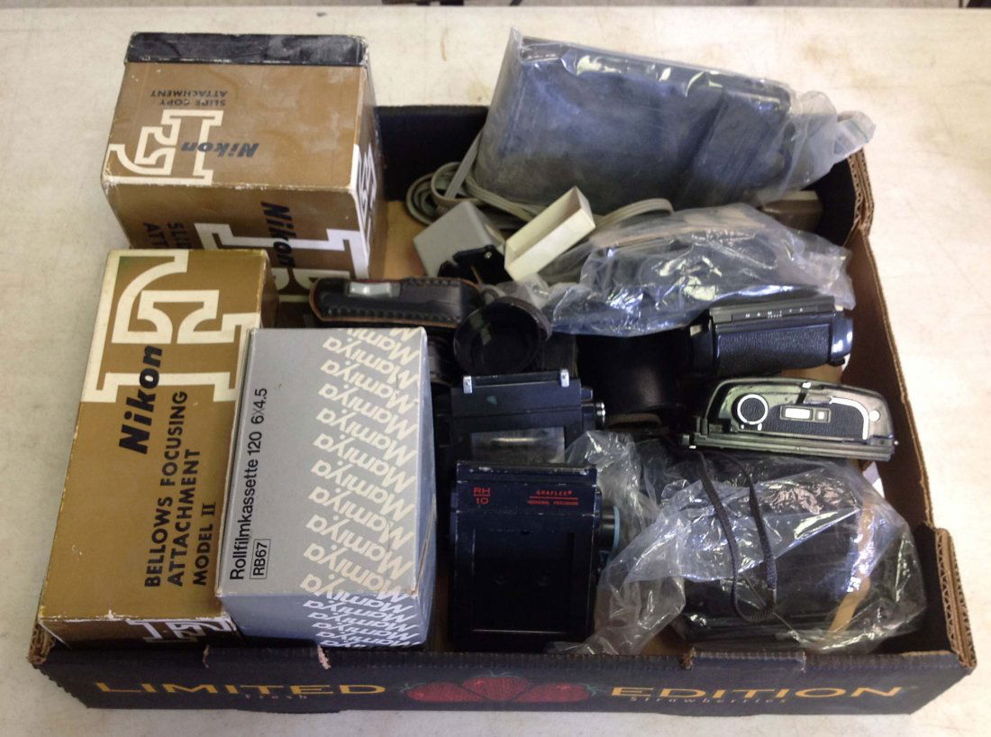 Large lot of accessories for Nikon, Mamiya, and other: Large lot of accessories for Nikon, Mamiya and other cameras