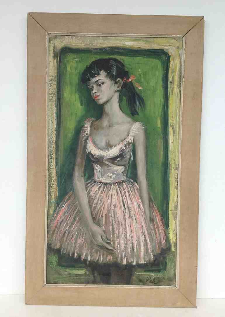 Albert Pels o/c portrait of girl in a dress, measures: Albert Pels o/c portrait of girl in a dress, measures 30" x 16". Some paint loss arounf borders…..