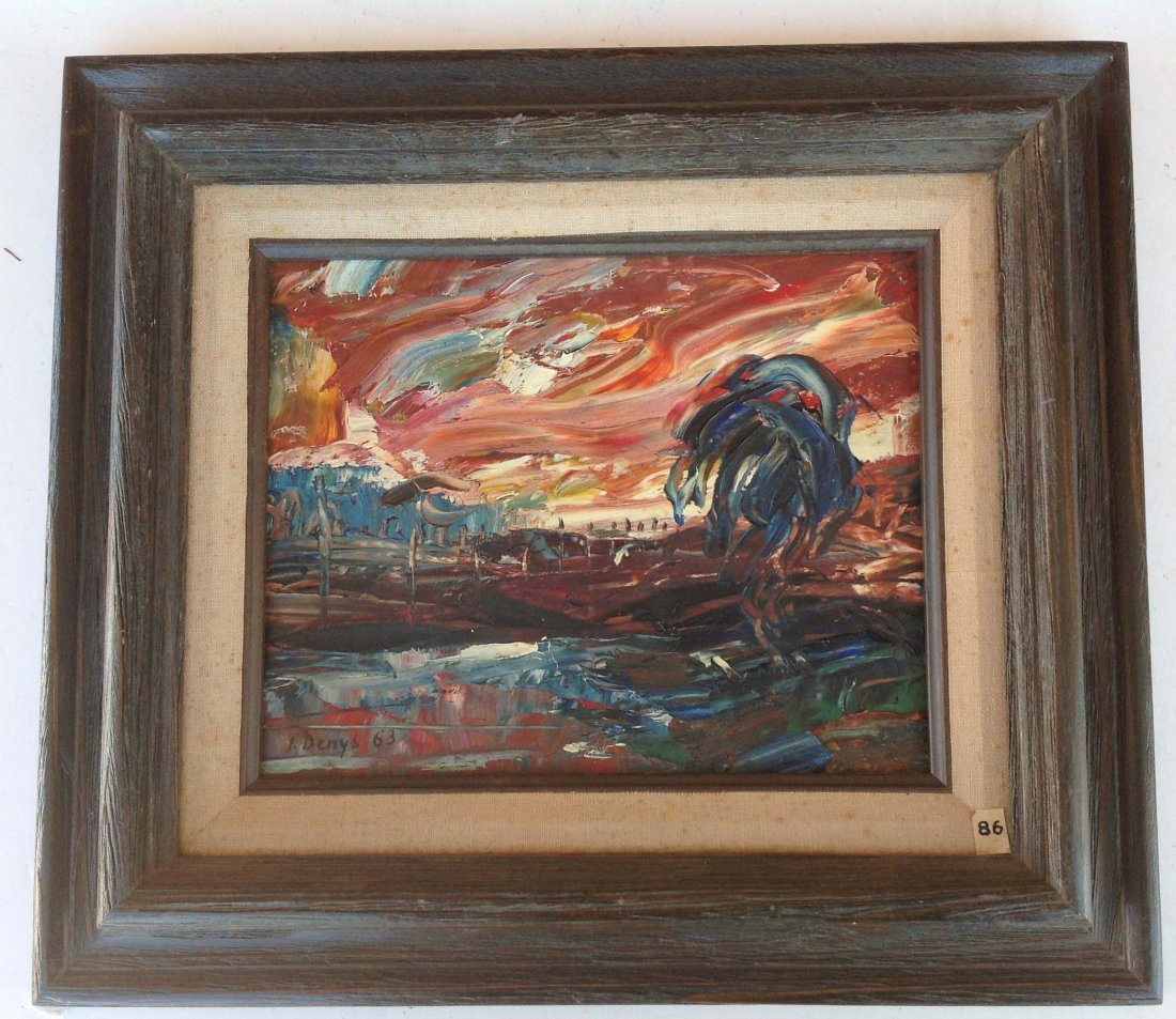 Iwan Denysenko O/B impressionist landscape: Iwan Denysenko O/B impressionist landscape signed lower left and dated 1963 actual image measures 8 x 10 Iwan Denysenko was born September 23, 1910 in Ukraine. His formal studies and training in art i