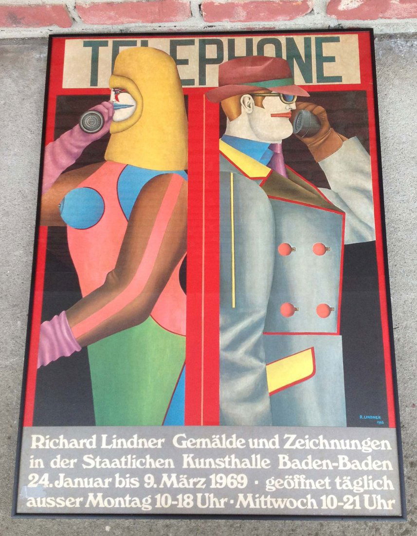 Richard Lindner 1969 Gallery poster: Richard Lindner 1969 Gallery poster from corporate office of J. Walter Thompson Co. NY lithograph poster measures 25 x 34
