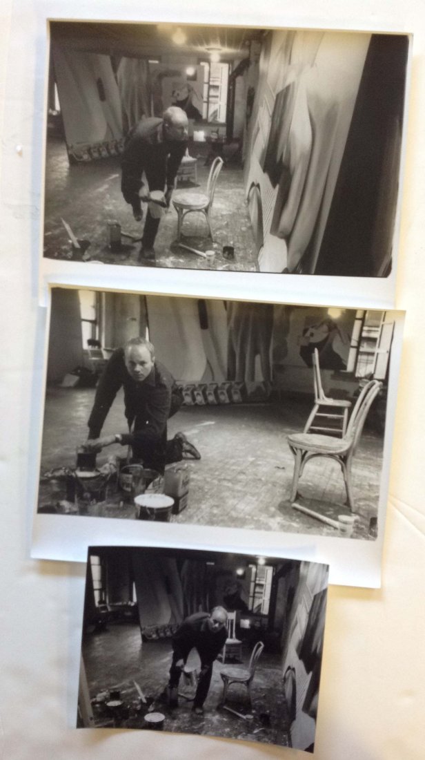 Alfred Statler photograph archive of 3 James Rosenquist: Alfred Statler photograph archive of 3 James Rosenquist working at his studio photos. This is part two and remaining photographs from the Alfred & Betty Statler estate photograph archive. After Betty'