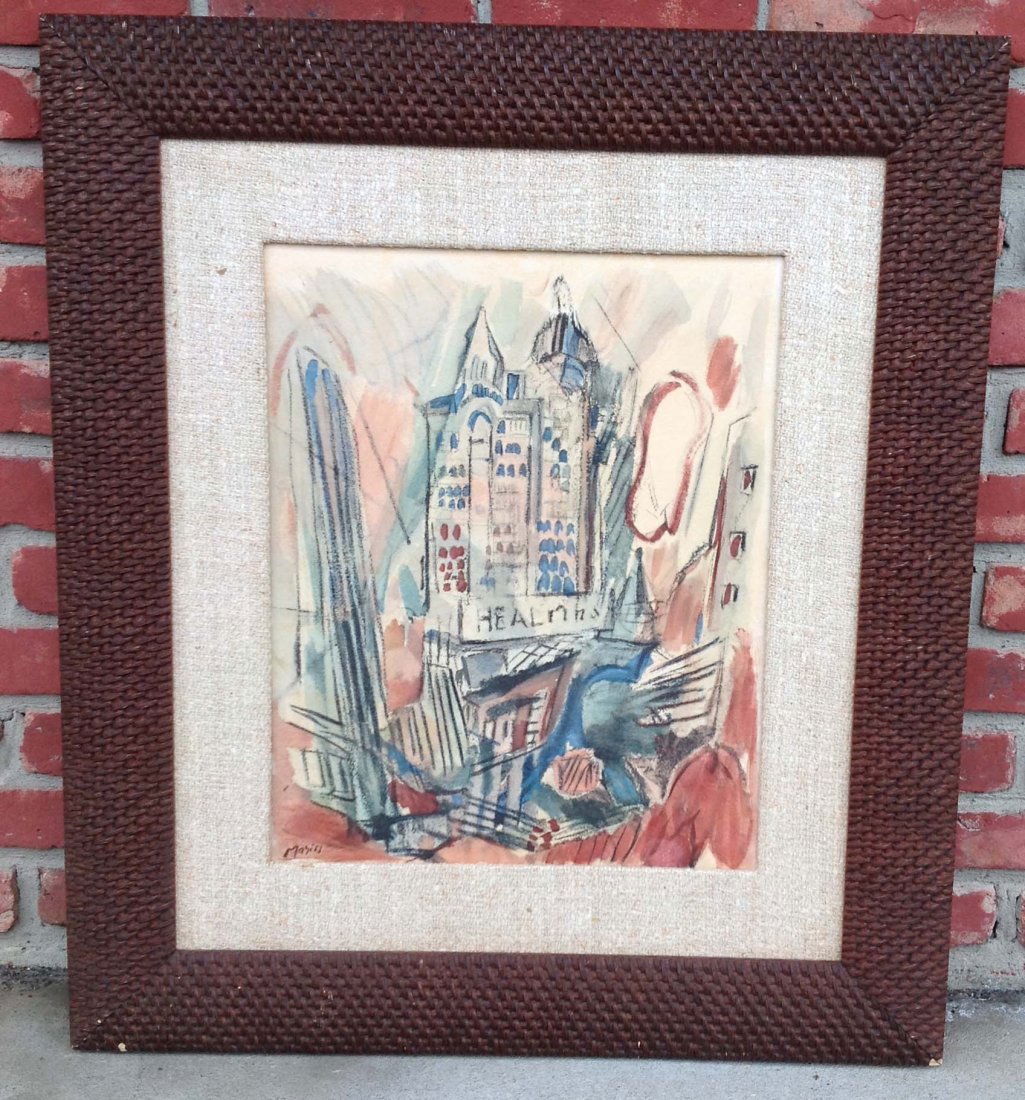 John Marin period print impressionist: John Marin period print impressionist buildings measures 19 1/2 x 16