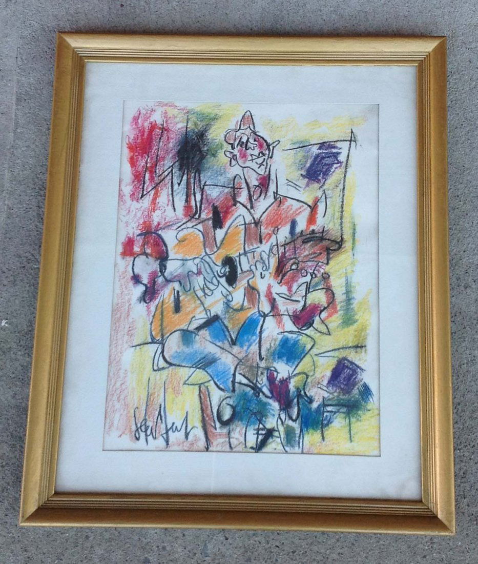 French Gen Paul impressionist pastel: French Gen Paul impressionist pastel with figure measures 16 x 12