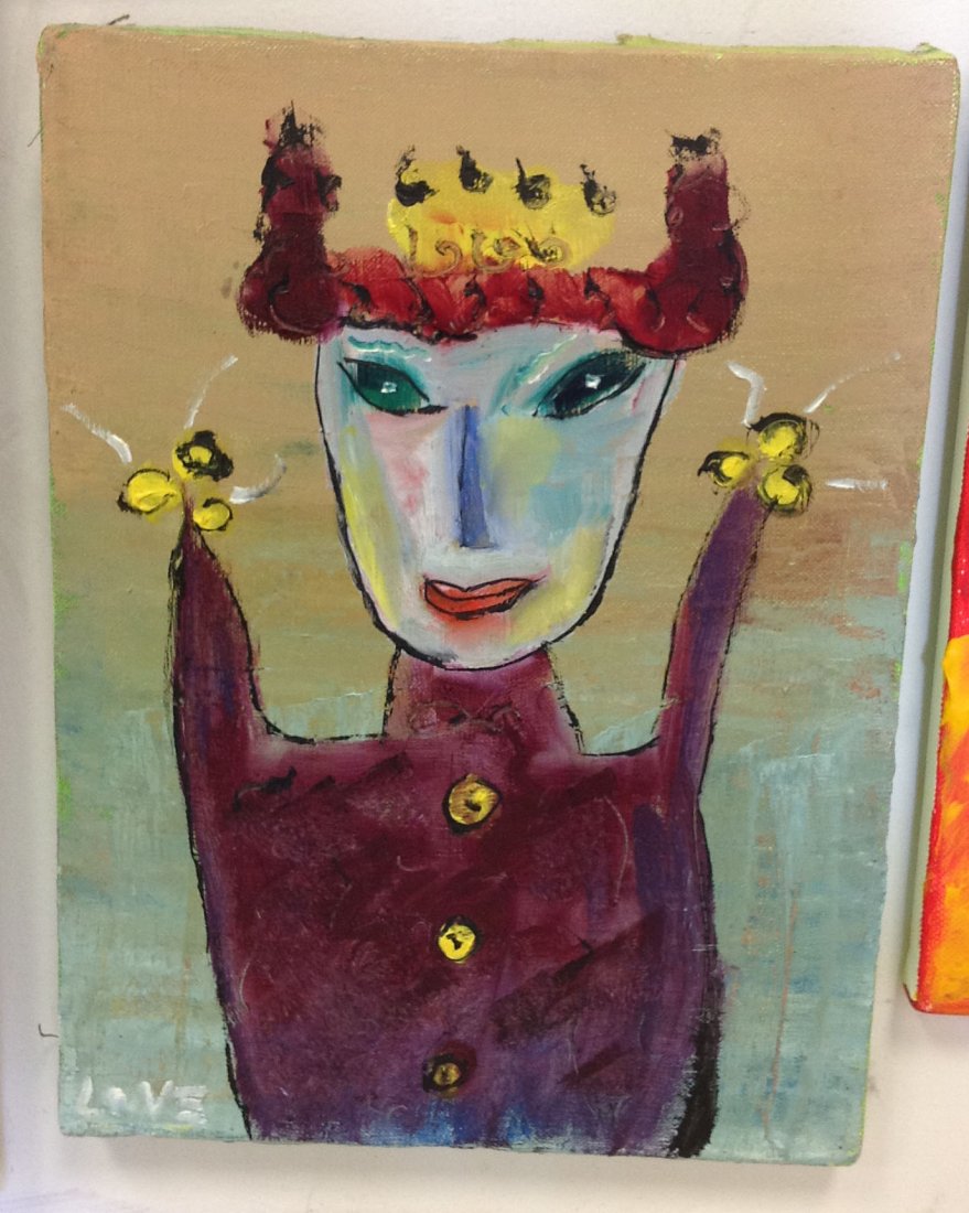 Abstract o/c marked on back as pictured signed Josin: Abstract o/c marked on back as pictured signed Josin Love 2001, measures 12 x 9