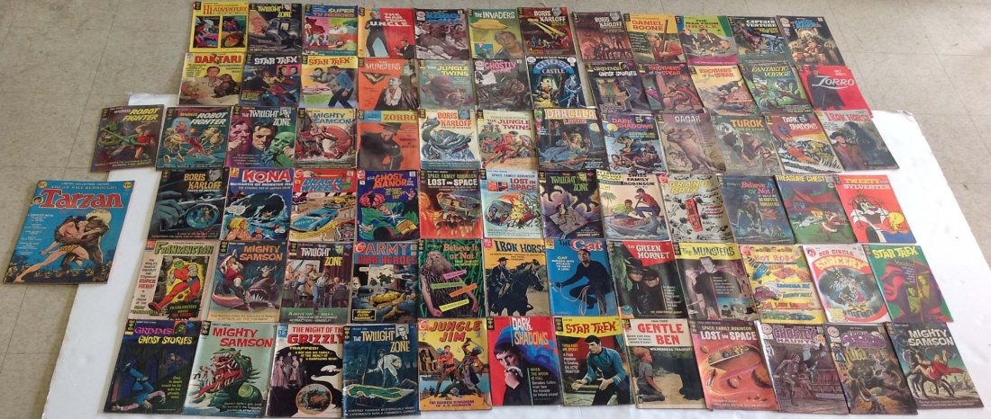 Lot of 74 1960s and Early 1970s comic books: Lot of 74 1960s and Early 1970s comic books including: Star Trek, Mighty Samson, Twilight Zone, Zorro, Lost In Space, ETC.