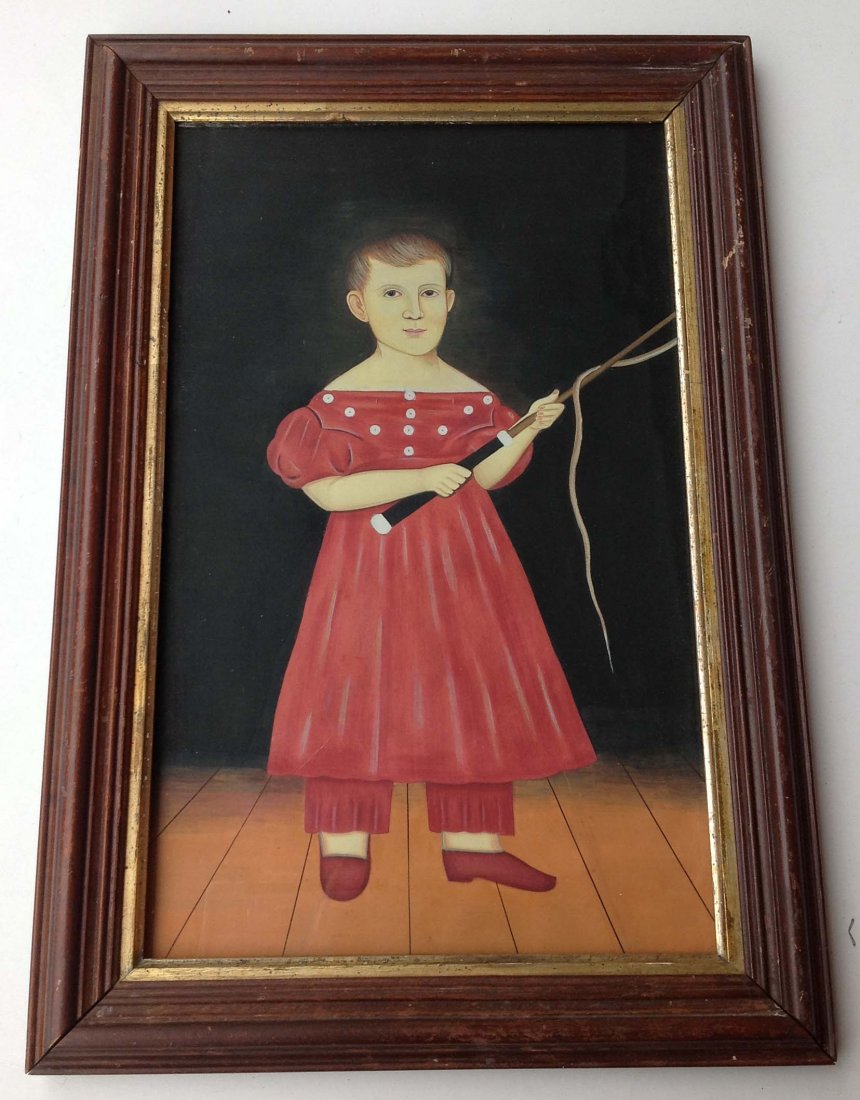 Erastus S. Field Primitive Gouache copy of Henry T.: Erastus S. Field Primitive Gouache copy of Henry T. Robbins in period Victorian frame measures 18 x 11. From retired Kingston, NY Doctors home, who spent 30 winters in China and was an avid collector.