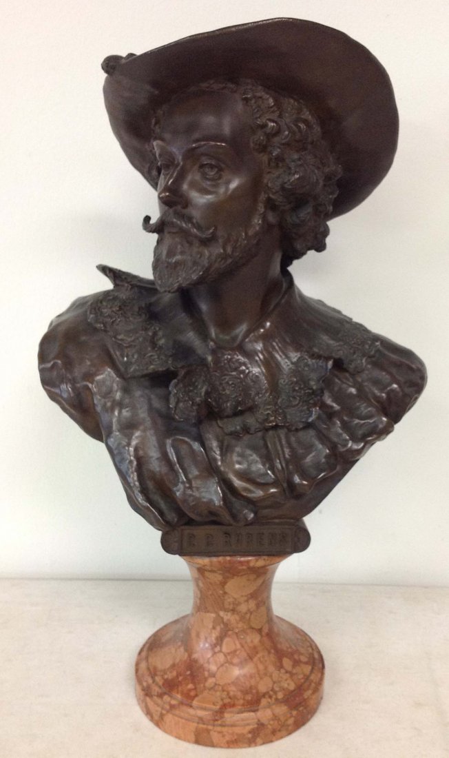 Carl Kauba Bronze of Peter Paul Rubens on marble base,: Carl Kauba Bronze of Peter Paul Rubens on marble base, measures 21 " high, original patina, very nice condition, as pictured