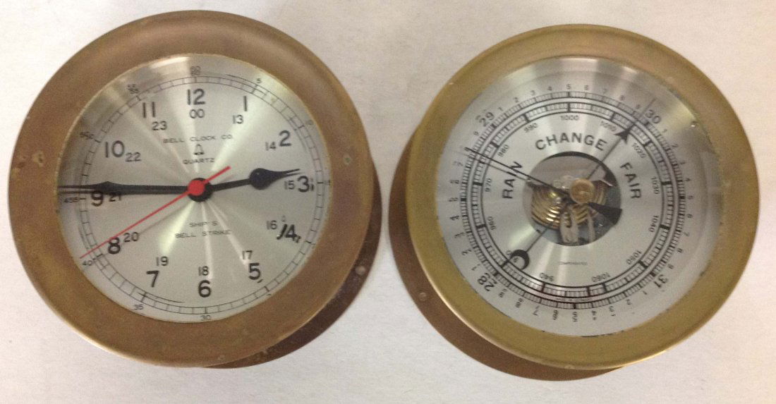 Bell Clock Co quartz ship clock and barometer, both Jul 12, 2014