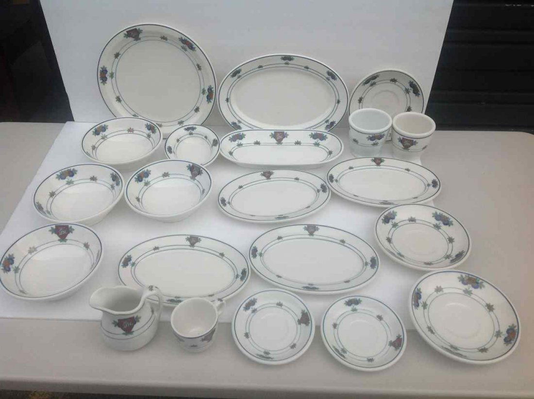 21 D & H RAILROAD PIECES OF CANTERBURY PATTERN CHINA,: 21 D & H RAILROAD PIECES OF CANTERBURY PATTERN CHINA, ALL IN NICE CONDITION, SOME MULTIPLE AS PICTURED. ALL MARKED WITH D & H LOGO. NICE FIND OF THIS RARE PATTERN AND LINE. FROM THE WALTER G. RICH EST