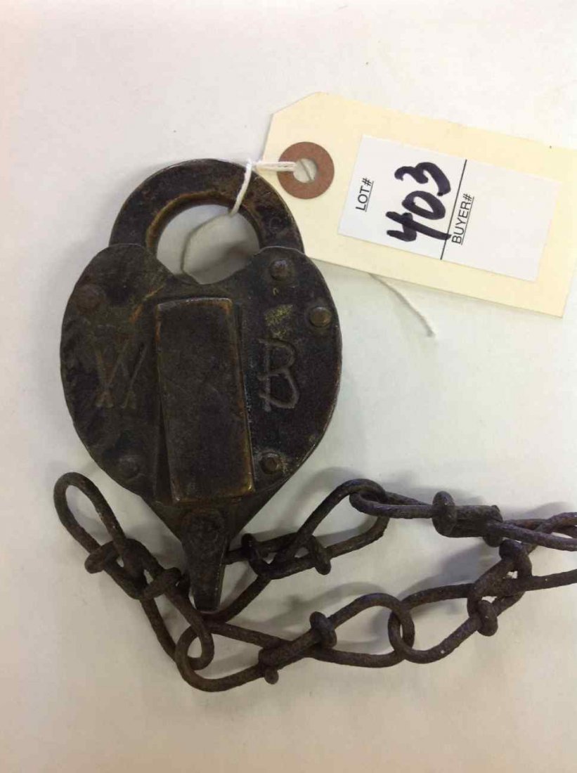 ULSTER & DELAWARE BRASS RAILROAD LOCK, NO KEY. FROM: ULSTER & DELAWARE BRASS RAILROAD LOCK, NO KEY. FROM ESTATE COLLECTION OF WALTER G. RICH.