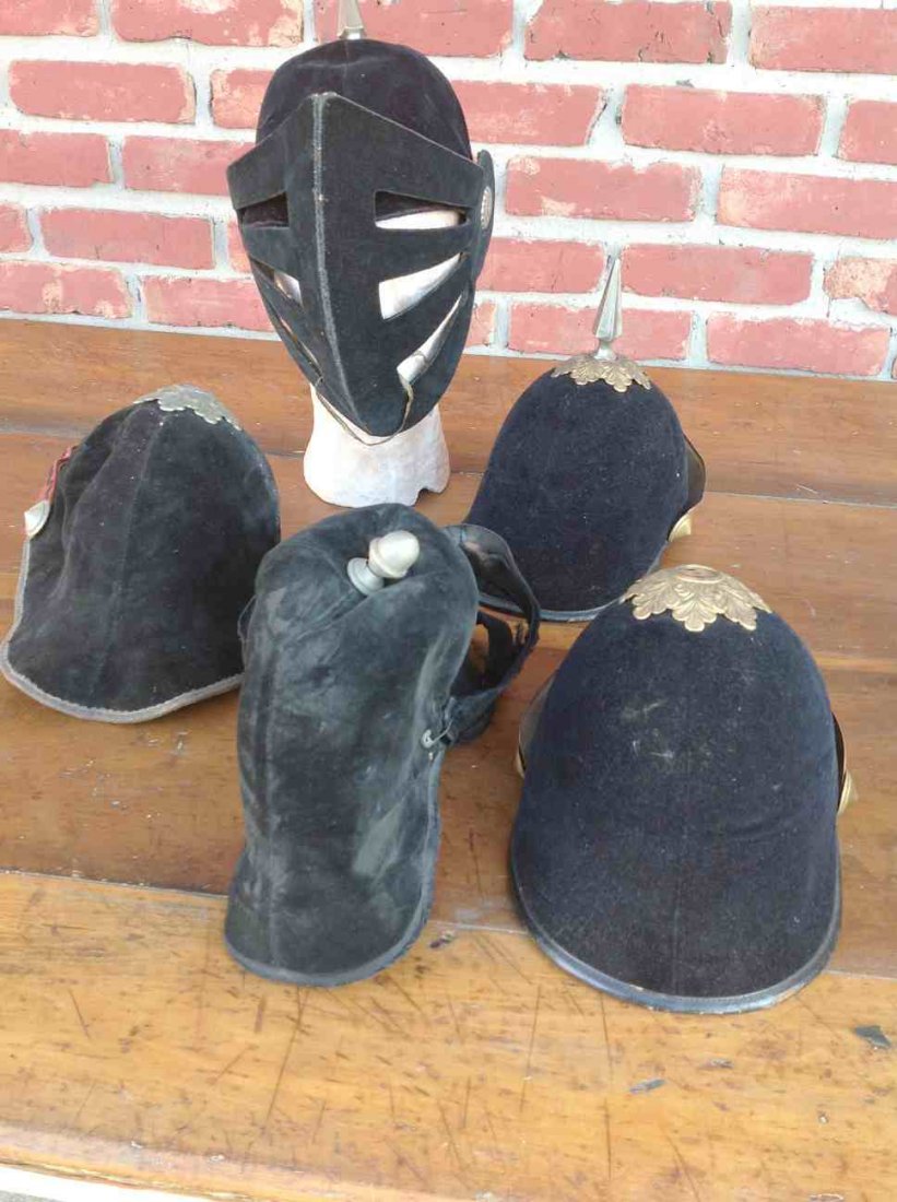 ODD FELLOW (5) CEREMONIAL HATS, A FEW WITH SPIKES, A: ODD FELLOW (5) CEREMONIAL HATS, A FEW WITH SPIKES, A FEW MISISNG SPIKES, SOME TATTERERING, FROM CLOSED LODGE IN SOUTHERN N.Y.