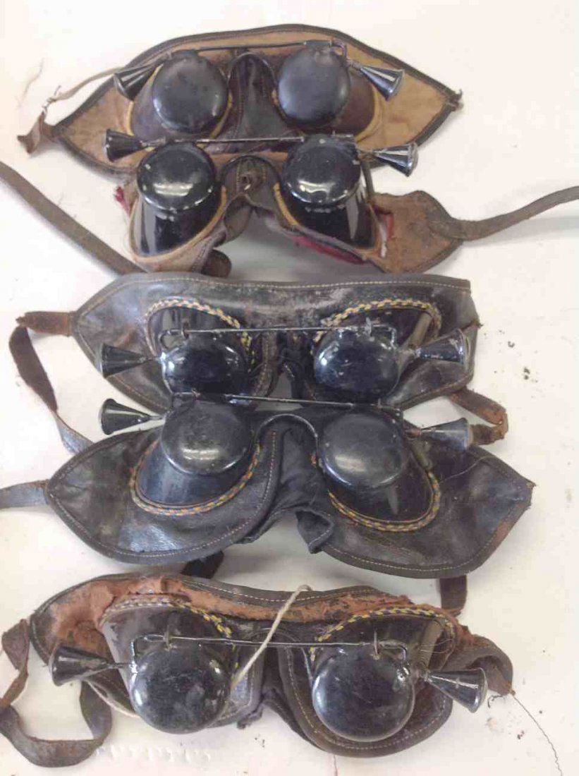 ODD FELLOW (5) CEREMONIAL GOGGLE STYLED GLASSES THAT: ODD FELLOW (5) CEREMONIAL GOGGLE STYLED GLASSES THAT LIFT UP TO OPEN AND CLOSE. FROM CLOSED SOUTHERN, N.Y. LODGE.